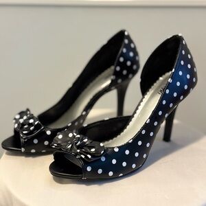 Polka Dot Peep Toe Heels